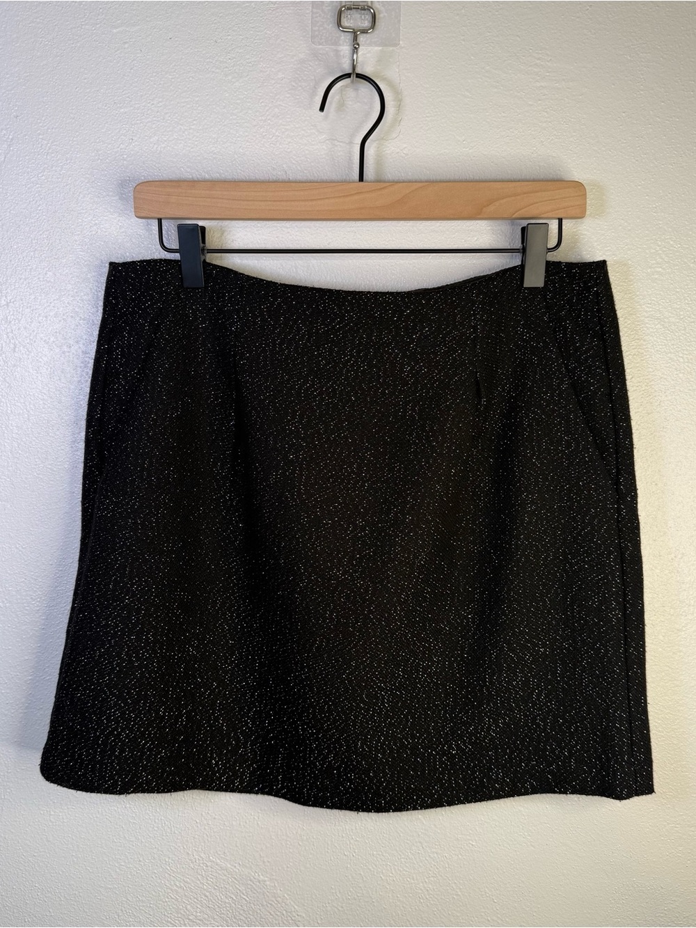 Gap Women’s Black & Silver Metallic Tweed Mini Skirt Size 10